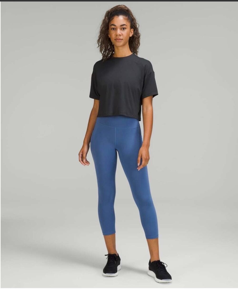 Lululemon Wunder Train High-Rise Crop With Pockets 23” Water Drop Size 4